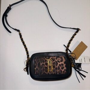 Steve Madden Leopard Print Crossbody Bag with Gold Accents